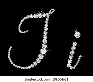 Diamond alphabetic uppercase and lowercase letters of "I". Vector illustration