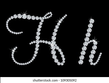 Diamond alphabetic uppercase and lowercase letters of "H". Vector illustration