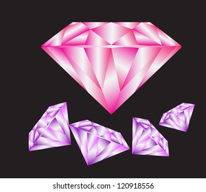 Diamond anatomy pattern in standard cut for modern round brilliant with 58 facets illustrated by blue shown premium design of 27 shapes in 10 EPS format. Purple.