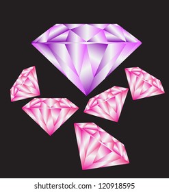 Diamond anatomy pattern in standard cut for modern round brilliant with 58 facets illustrated by blue shown premium design of 27 shapes in 10 EPS format. Purple.