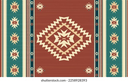 Hermoso patrón Étnico abstracto de alfombra roja Seamless en patrón tribal, triángulo. bordado folclórico, decoración de camarote estilo mexicano.Dibujo de arte geométrico azteca.Diseño de alfombras, tapicería