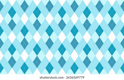Diamond Argyle vector pattern in muted blue theme. Fabric texture seamless geometric background. Perfect for fabric, clothing, wrapping paper, invite card, fathers day, new year, Christmas design