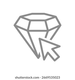 Diamante con icono de línea de cursor de flecha. Sugiere la selección en línea, el valor del Hacer clic o el símbolo de interacción digital premium. Ilustración vectorial