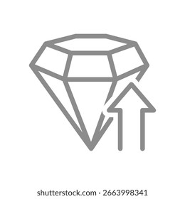 Diamond and arrow pointing up line icon. Value growth, premium upgrade, or rising status symbol. Vector illustration