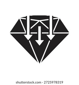 Diamante com ícone de setas para análise de valor e verificação de qualidade um símbolo para inspeção preciosa de joia ou avaliação de investimento de luxo