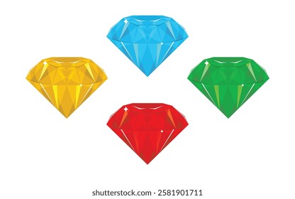 Diamond assets vector collections, blue, red, green, yellow