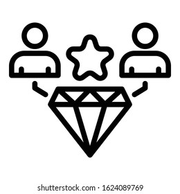 Diamond avatar icon. Outline diamond avatar vector icon for web design isolated on white background