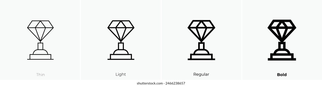 icono de premio de diamante. Diseño de estilo fino, ligero, regular y audaz aislado sobre fondo blanco