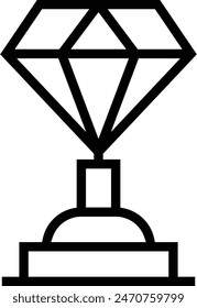 icono de premio de diamante. Diseño de estilo lineal delgado aislado sobre fondo blanco