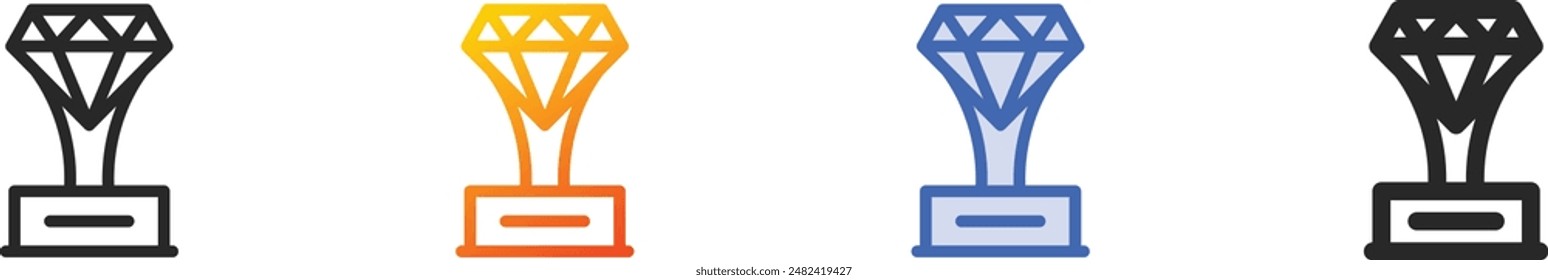 diamond award icon.Thin Linear, Gradient, Blue Stroke and bold Style Design Isolated On White Background