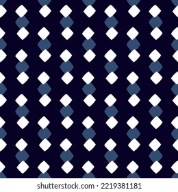 Diamond background abstract geometric pattern square triangle shapes motif minimalist classic colorful ornament graphic style. Casual repeating fabric textile design template, blue, white colors