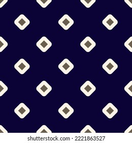 Diamond background abstract geometric pattern square shapes seamless motif minimalist classic colorful ornament graphic style. Casual repeating fabric textile design template, blue, white, gold colors