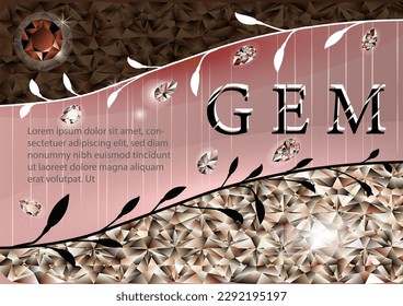 Diamond background gemstone realistic vector illustration
