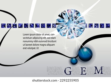 Diamond background gemstone realistic vector illustration