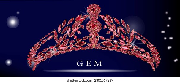 Diamond background gemstone realistic vector illustration,crown