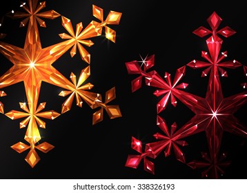 Diamond background snowflake red and orange
