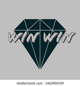 Diamond background win win word vector 