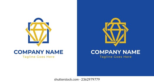 Diamond Bag or Jewellery Shop Logo Concept sign icon symbol Element Design. Gem, Jewelry, Store, Shopping Logotype. Vector illustration logo template