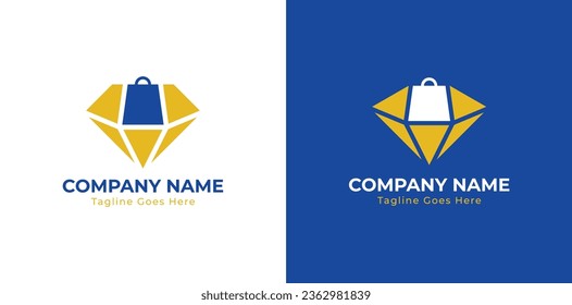 Diamond Bag or Jewellery Shop Logo Concept symbol icon sign Element Design. Gem, Jewelry, Store, Shopping Logotype. Vector illustration logo template