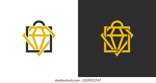 Diamond Bag Logo Concept sign icon symbol Element Design. Jewellery, Gem, Jewelry, Store, Shopping Bag Logotype. Vector illustration logo template