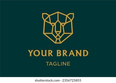 Diamond bear head logo design with shape of gem stone. Unique symbol with luxurious looks. Suitable for high end brands such a fashion, jewellery store, menswear, shoes, handbags logos etc.