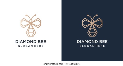diamond and bee logo template