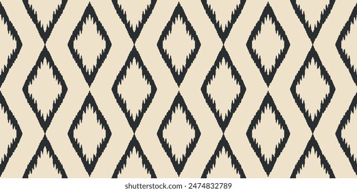 Diamond beige black geometric draw , Ethnicity botanical fashion colorful drawing beautiful textile ornamental ogee endless ornament seamless trendy endless pattern illustration stripe vector print 