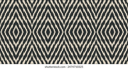 Diamond beige black zig zag cube , Ethnicity botanical fashion colorful drawing beautiful textile ornamental ogee endless ornament seamless trendy endless pattern illustration stripe vector print 