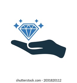 Diamond, best, quality, work icon. Simple flat design Concept.