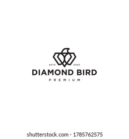diamond and bird logo icon vector design template