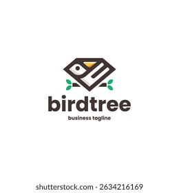 diamond bird tree logo vector