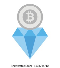 Diamond with bitcoin on the edge, a perfect display of bitcoin diamond icon 
