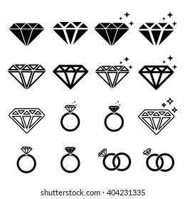 diamond black icon set