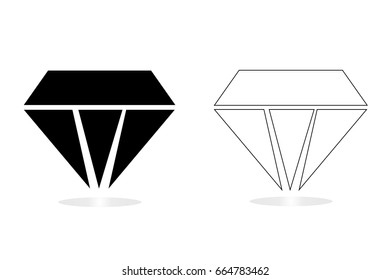 Diamond in black and white,  jewelry isolated on white background