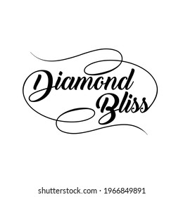 diamond bliss text calligraphy typography vector illustration