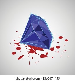 Diamond with blood - vector illustration