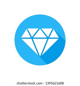 diamond in blue circle flat style, vector illustration