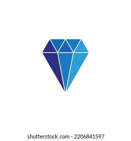 Diamante, símbolo geométrico azul, simple logo vector