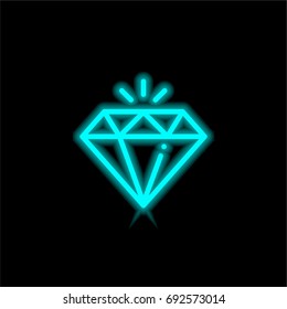 Diamond blue glowing neon ui ux icon. Glowing sign logo vector