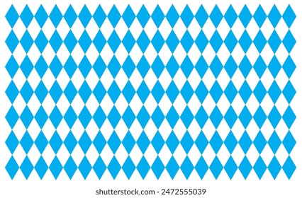 Diamond blue Pattern texture isolated, Bavarian Pattern diamond checkered flag vector illustration, October fest background with Bavarian white and blue fabric. Gingham pattern.