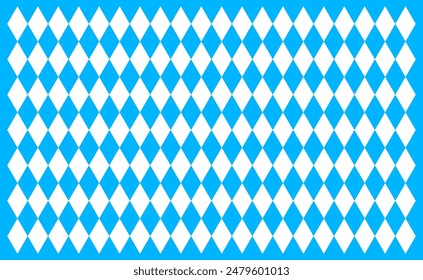 Diamond blue Pattern texture isolated, Bavarian Pattern diamond checkered flag vector illustration, October fest background with Bavarian white and blue fabric. Gingham pattern.