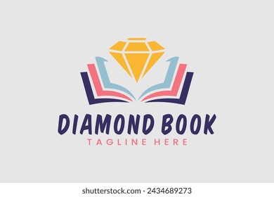 Diamond book logo template vector design illustration