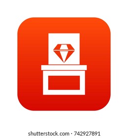 Diamond in box icon digital red for any design isolated on white vector illustration