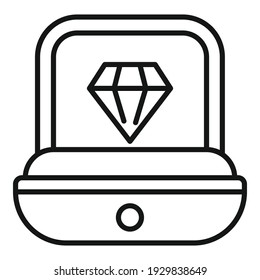 Icono de la caja de diamantes. Icono del vector del cuadro de diamante de contorno para diseño web aislado en fondo blanco