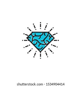 diamond brain icon illustration in vector