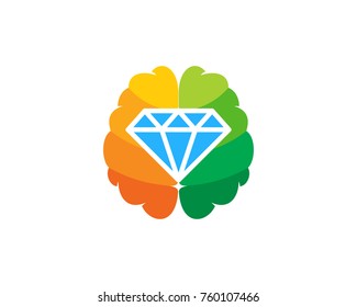 Diamond Brain Icon Logo Design Element