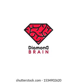 diamond brain logo illustration in vector