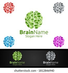 Diamond Brain Logo with Think Idea Concept Vector Design