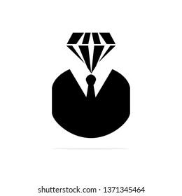 Diamond brain man icon.Vector concept illustration for design.