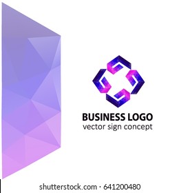 Diamond. Bright, colored Abstraction of a mandala with geometric figures of triangles on a white background. Low poly vector illustration